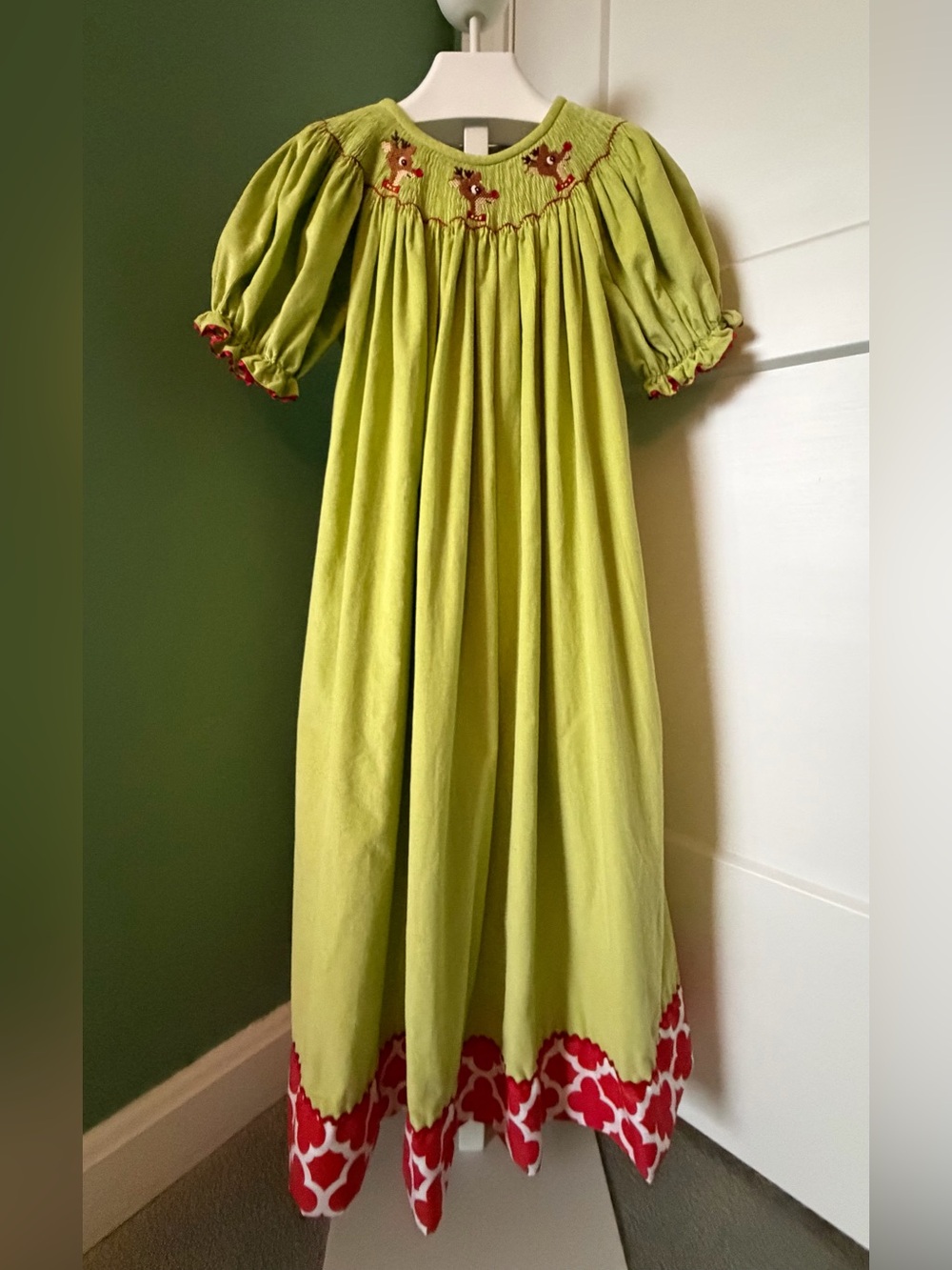 Southern Tots Children’s Corduroy Smocked Reindeer Dress
